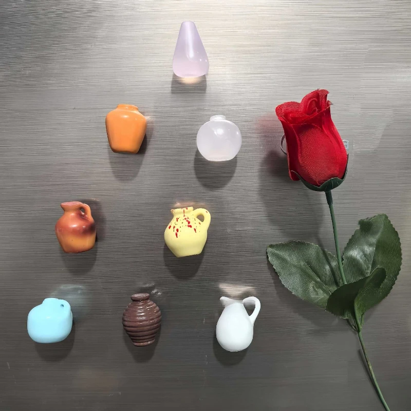 

Small vase decorative refrigerator sticker 8-piece mini magnetic vase
