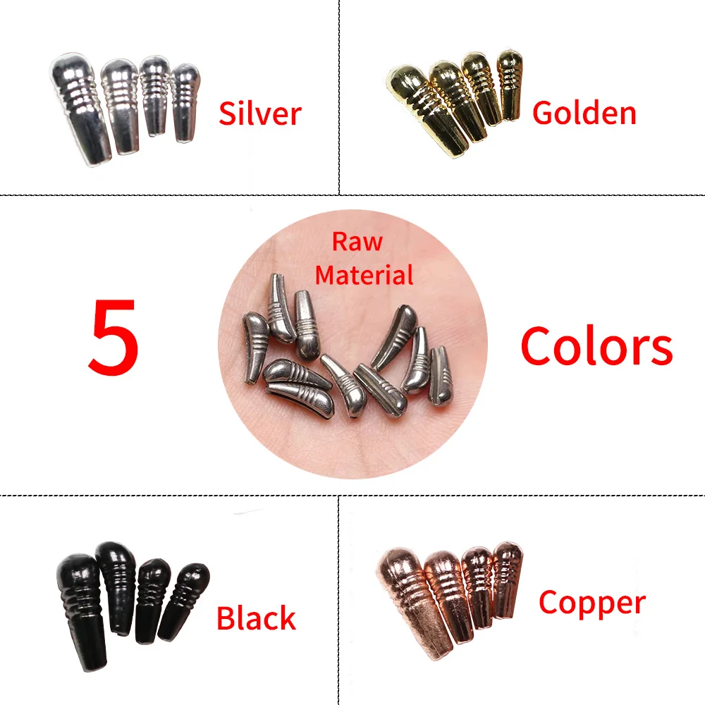 Bimoo 12pcs/bag XS S M L Tungsten Nymph Body Jig Hook Back  Beads Weighted Fly Tying Material Black Silver Copper Golden