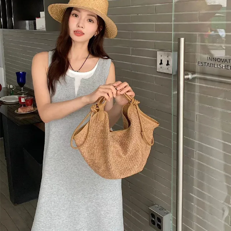 Ladies Fashion Summer Straw Crossbody Bag Women Beach Holiday Shopping Woven Shoulder Handbag Messenger Purses For Women Bags