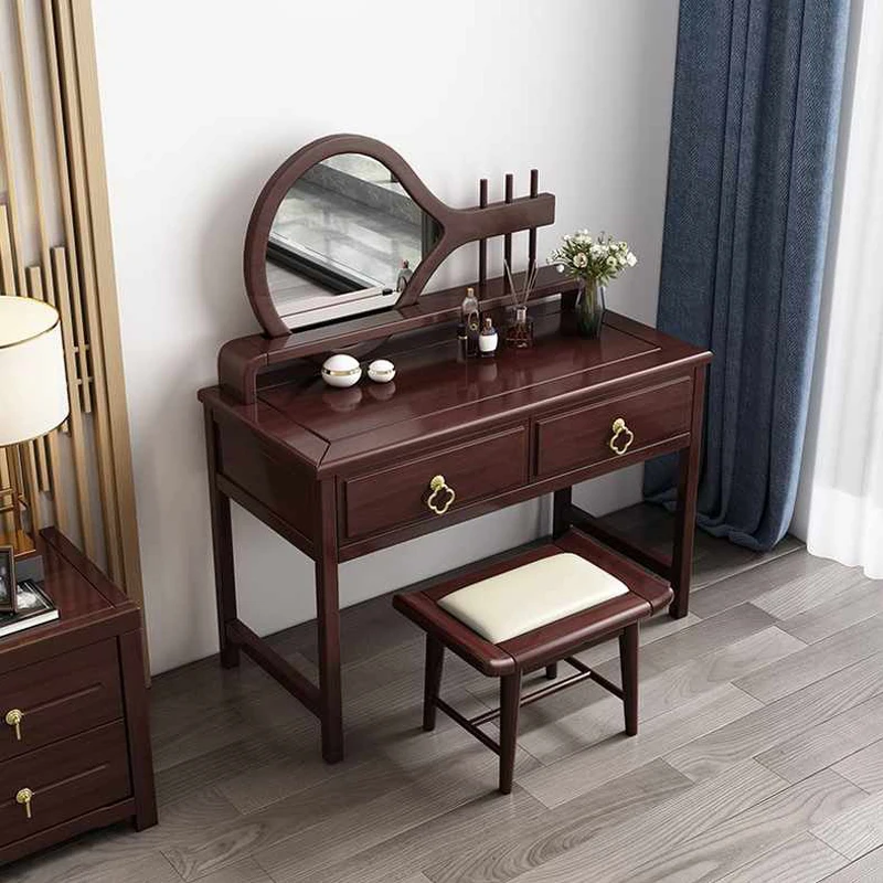 

Nordic Stool Drawers Dresser Eithe Bedroom Brown Luxury Mirror Dressing Table Makeup Hotel Wooden Comoda Pra Quarto Furniture