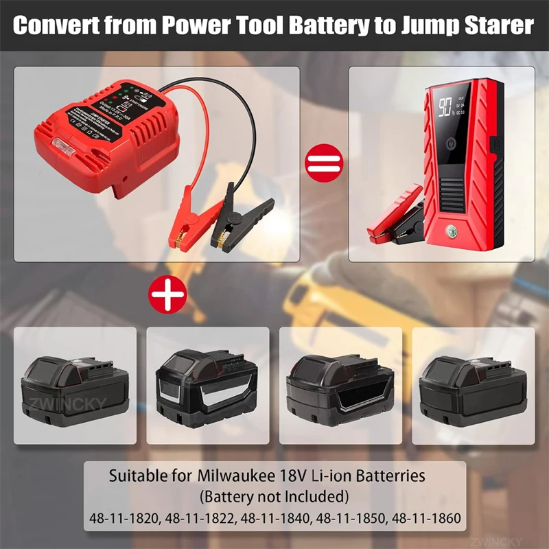 for Milwaukee 18V Lithium Battery Jumper Cables Car Igniter charger 11AWG Cable Jump Starting Adapter Auto Booster Cable Starter
