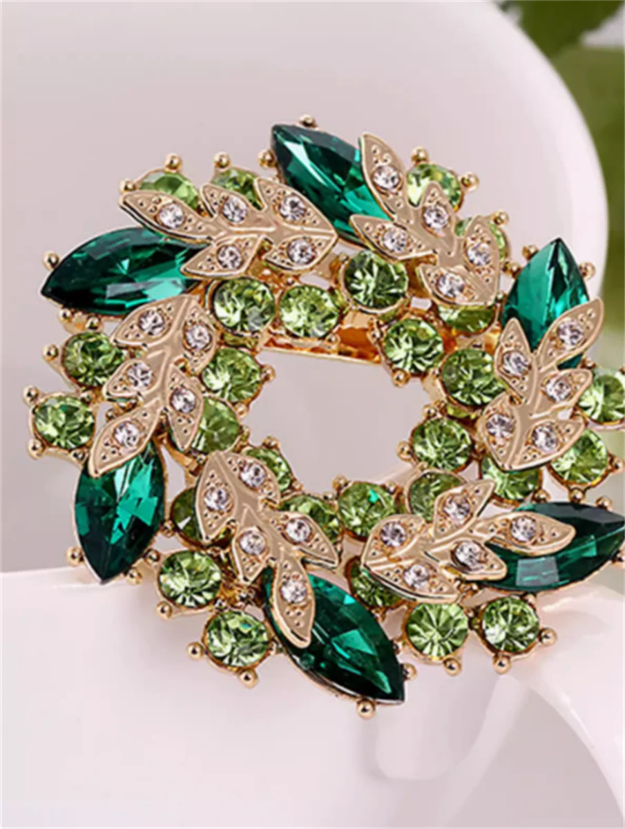 

Olive green purple fashion brooch