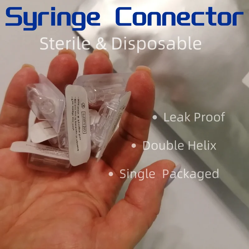 10-100PCS Medical Luer Lock Adapter Leak Proof Double Helix Sterile Transparent Plastic Syringe Connector