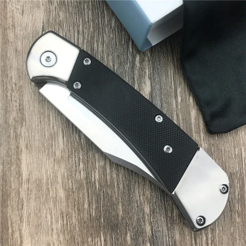 AU TO Folding Pocket Knife 440C Blade G10 Handle Tactical EDC Knife Survival Camping Bushcraft Knife with Sheath