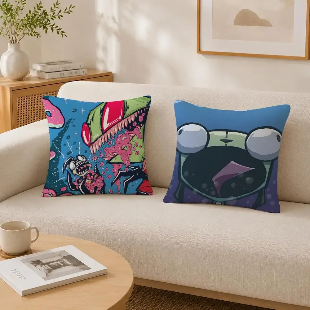 Cartoon Invader Zim Cushion Cover Soft Fluffy Short Plush  Pillow Case Home Decor