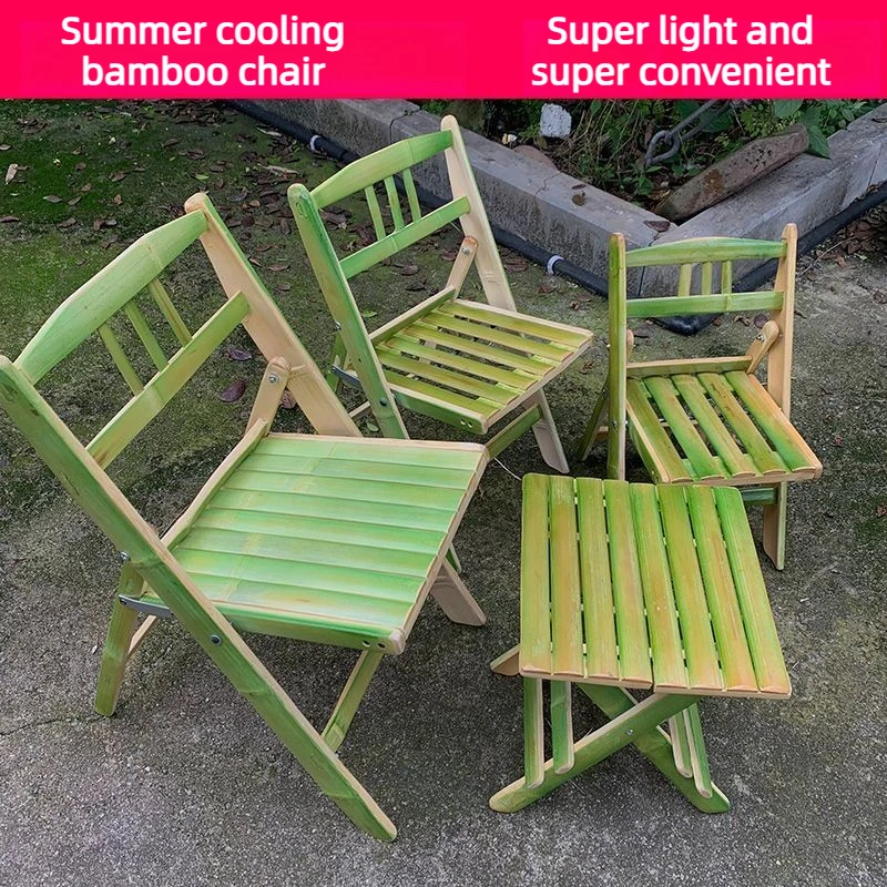 `Handmade Bamboo Portable Mazza Small Stool Summer Storage Leisure Chair for Fishing Barbecue Party Outdoor Sports Furnishings