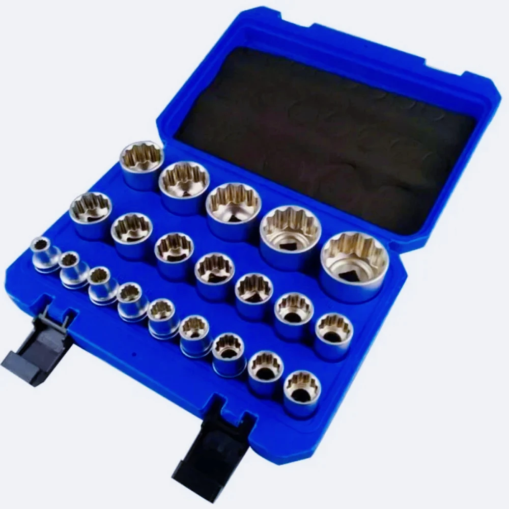 21-Piece Set 12 Corners Plum Socket Wrench Batch Head 1/2 