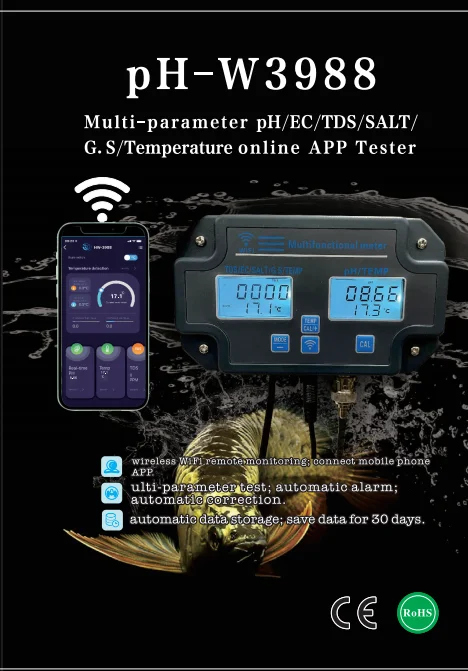 HEDAO ph-w3988 online APP TesterFeatures:wireless WiFi remote monitoring (pH/EC/TDS/SALT/S.G/Temperature) ph meter