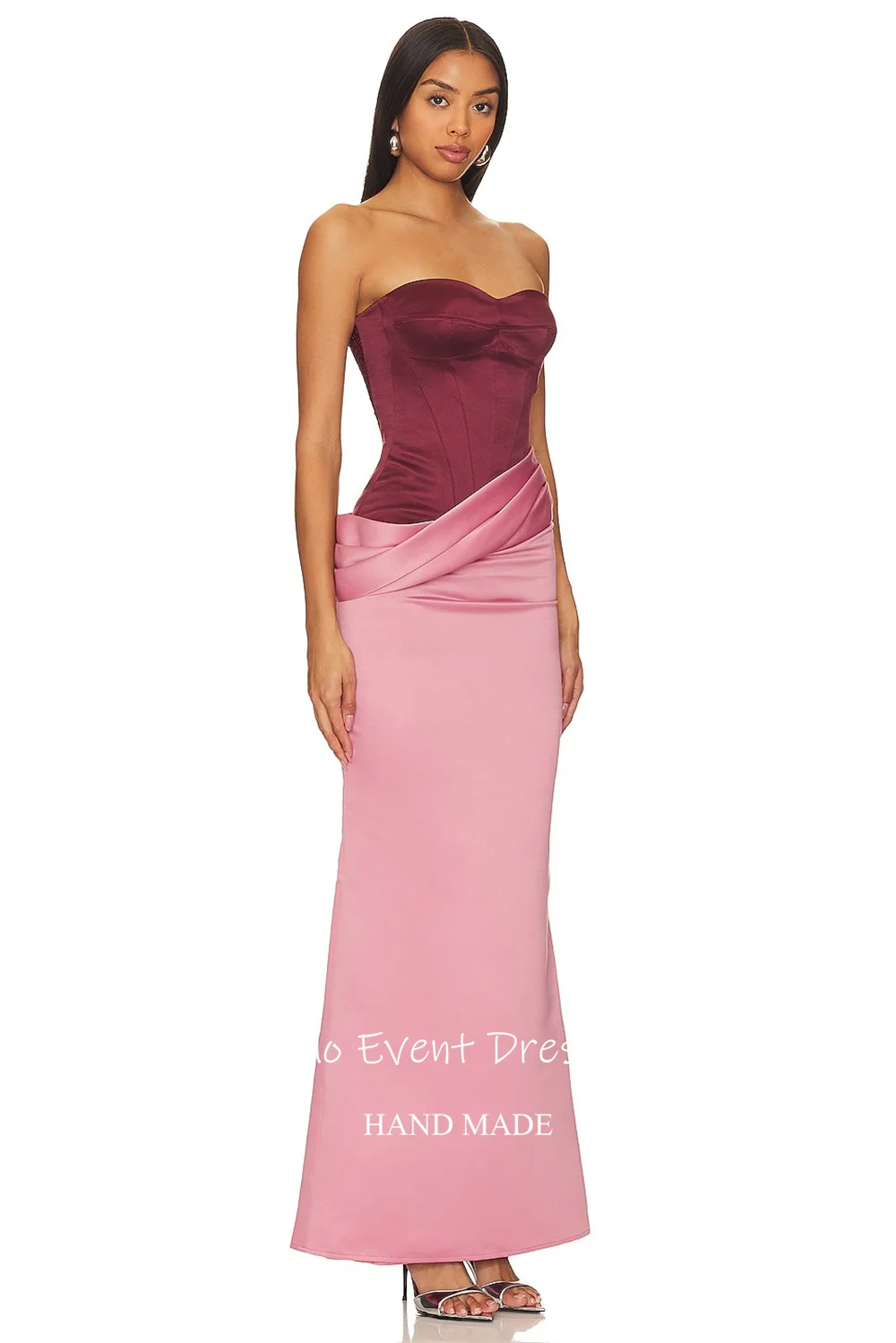 Dianruo, двухцветное вечернее платье со рюшами, атласное платье русалки без бретелек, Vestidos De Fiesta, длиной до щиколотки, Abiti Da Cerimonia, по индивидуальному заказу