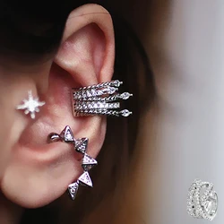 1pc No Pierced Rivet Earcuff Earrings For Women Cool Punk Silver Color Angle Wings Cartilage Ear Bone Clip Fake Piercing EF003