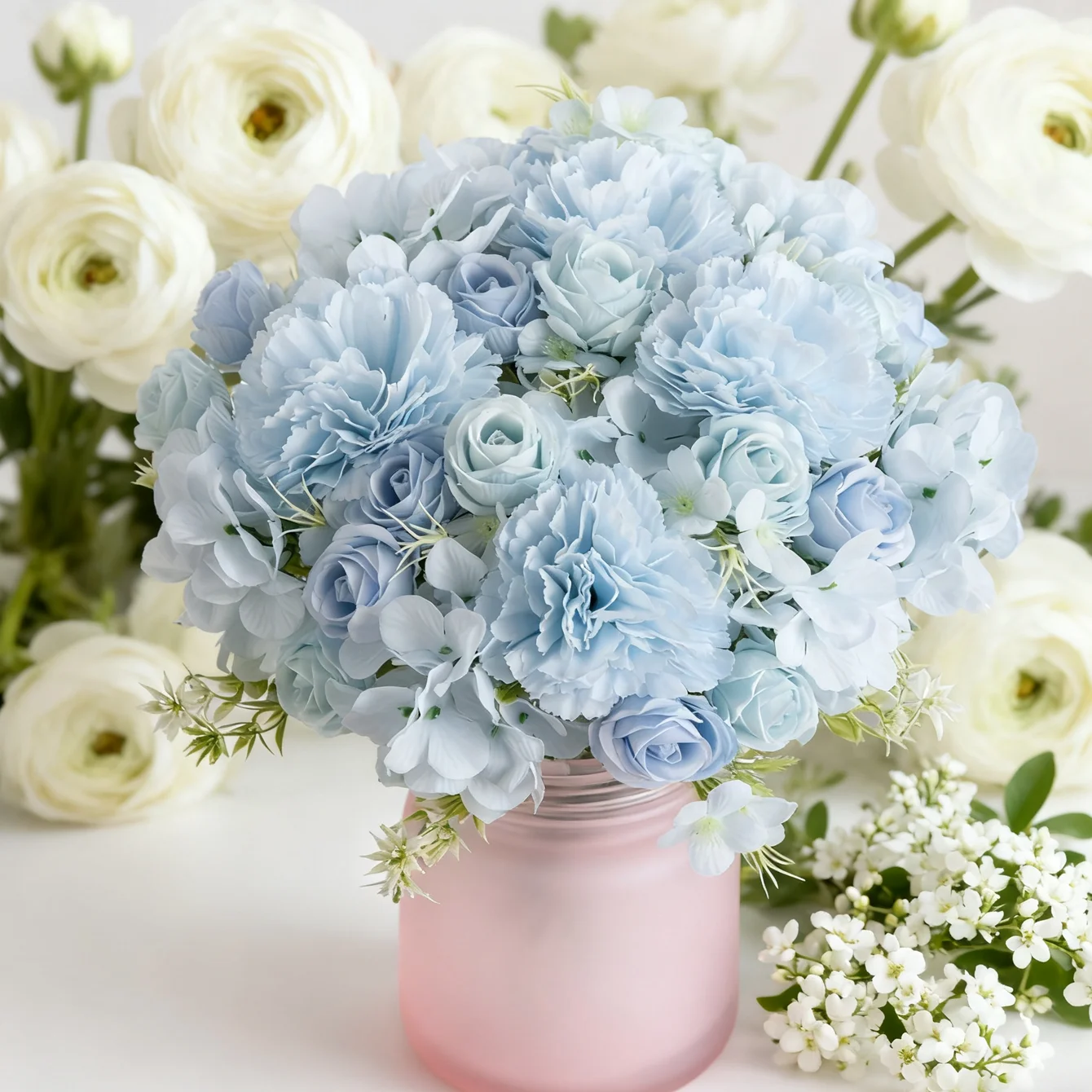 Artificial flower silk carnation rose home vase decoration outdoor garden Valentine's Day wedding bridal wreath arch party props