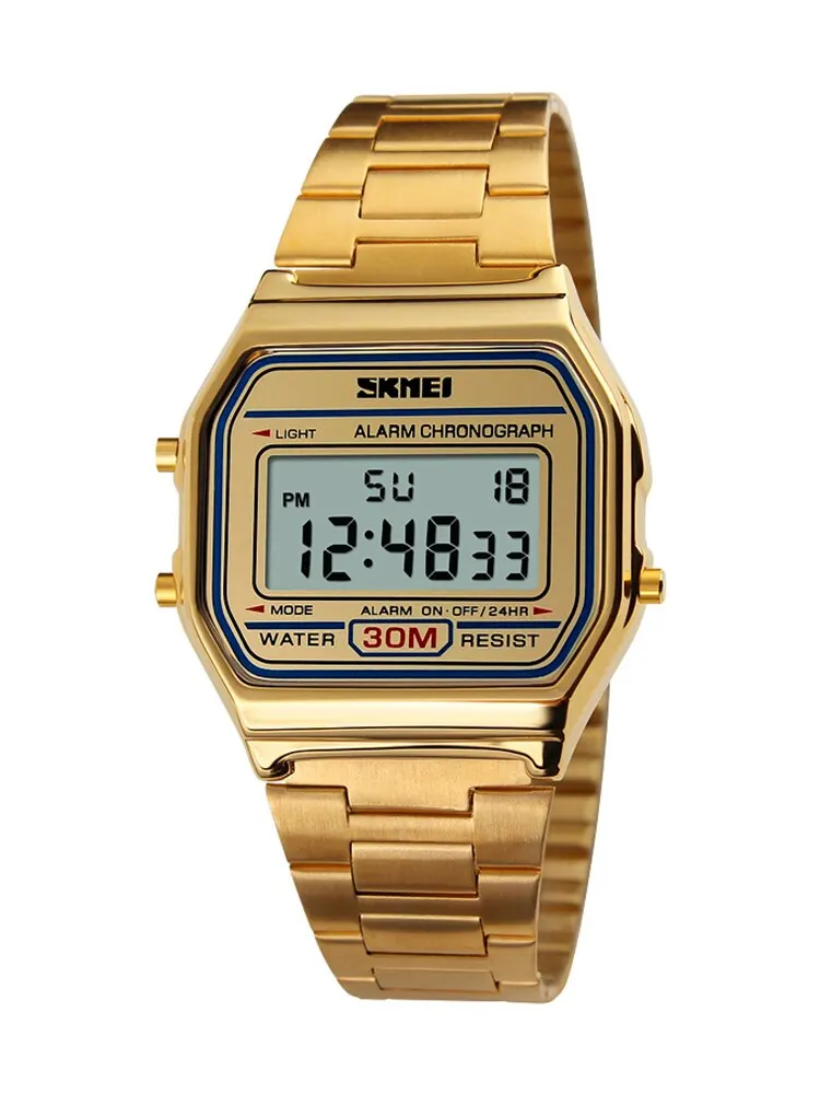 Skmei Luxus Sport Digitale Armbanduhr Männer Edelstahl Chrono Top Marke Uhren Hintergrundbeleuchtung Display 3Bar Wasserdicht Reloj Hom