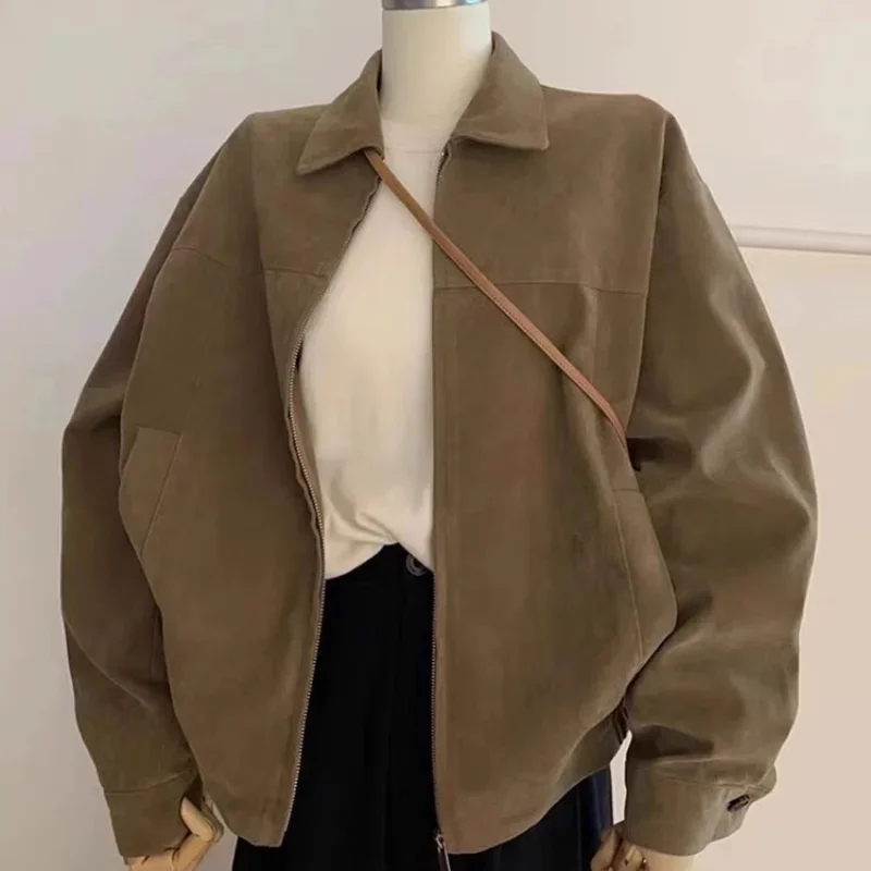 

2025 Fall / Autumn Winter New Women Fashion Suede Basic Jacket Basic Blazer