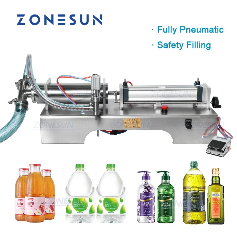 

ZONESUN Desktop Fully Automatic Alcohol Liquor Liquid Juice Soy Milk Bottle Jar Piston Filling Machine