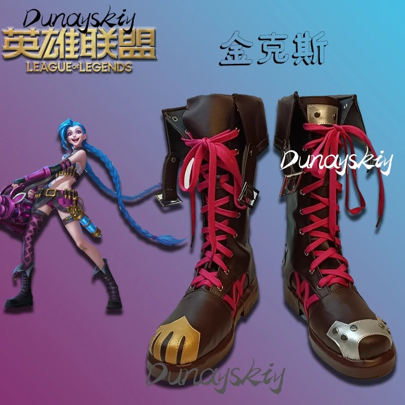 Arcane Jinx Cosplay Schuhe Spiel LOL League of Legends Rollenspiel Prop Schuhe für Halloween Weihnachten Angepasst