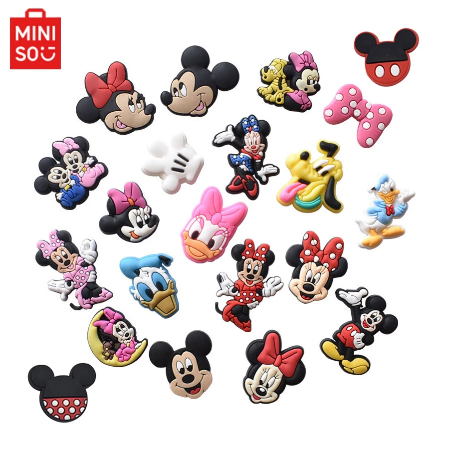 MINISO 춤추는 마우스 신발 참, 나막신 버블 슬라이드 샌들, 크리스마스용 PVC 신발 장식 액세서리, 21 개 