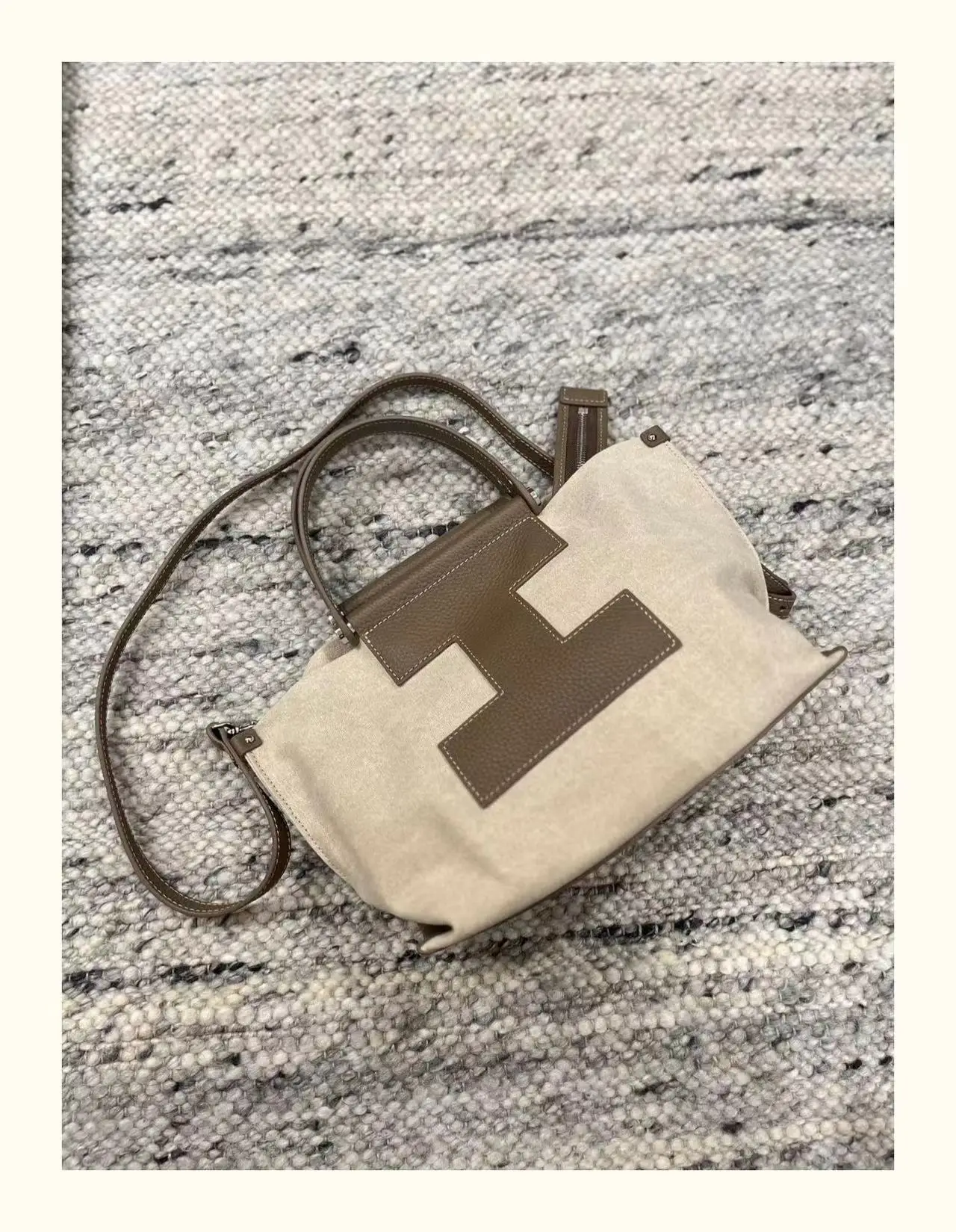 Brand Hot Sale Canvas Handbag Simple Design H-shaped Large Capacity Women Fashion Tote Shopping For Mom Diaper Nappy Bag Gray