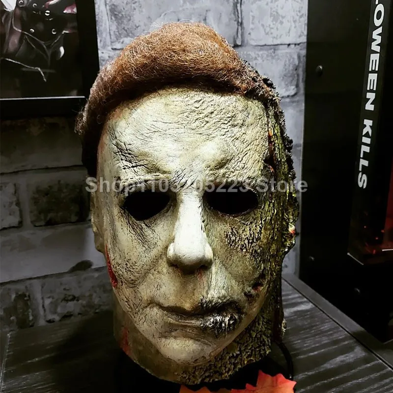 Halloween Michael Myers Mask, Scary Full Head Mask, Latex Creepy Face Masks Cosplay Costume Party Props for Adults