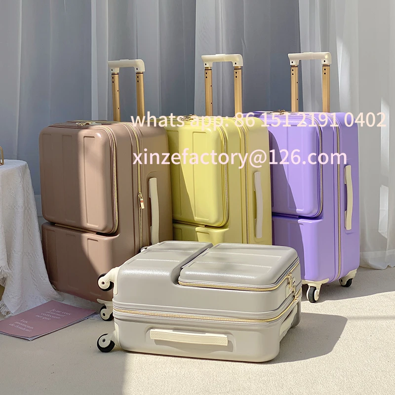 

Customizable 24-Inch Luggage Luggage Universal Wheel Pc Password Trolley Case Women's Ultra-Light USB Charging Front
