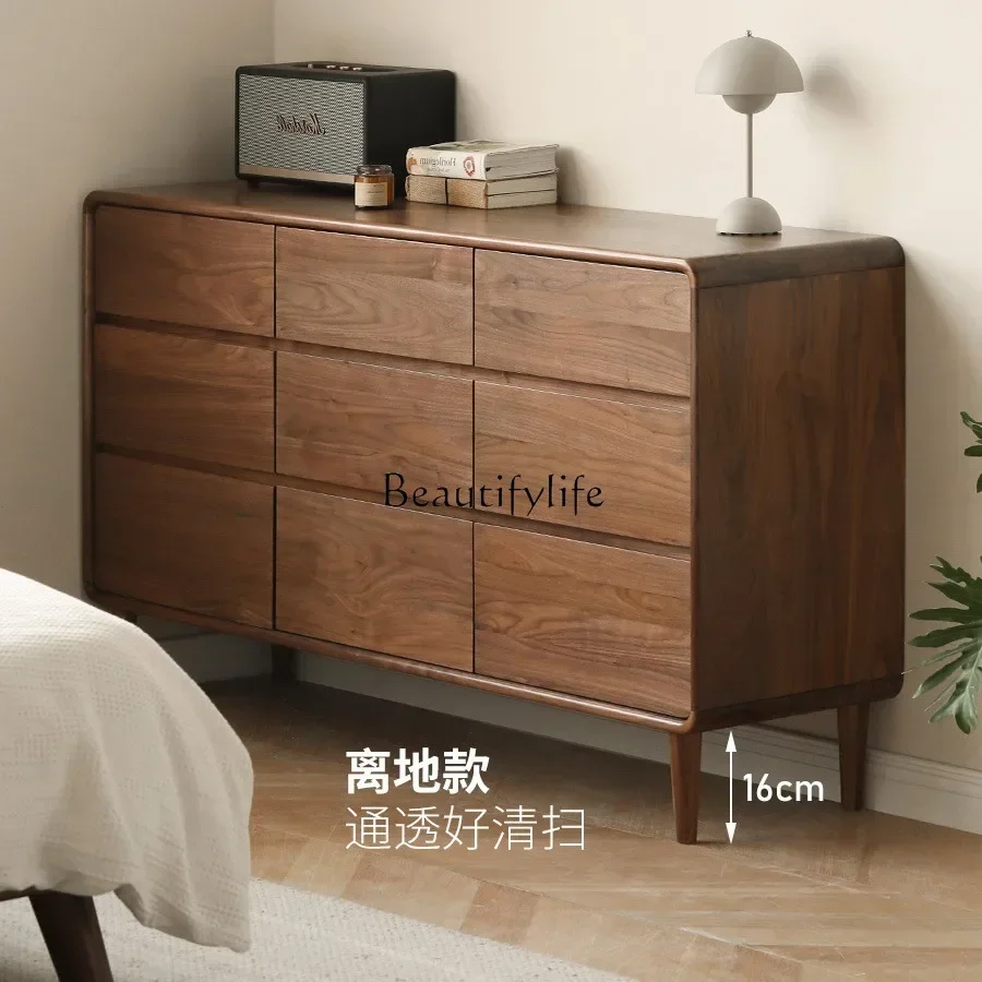 

X4 Solid wood nine-chest cabinet, black walnut bedroom, bedside cabinet, modern simplicity