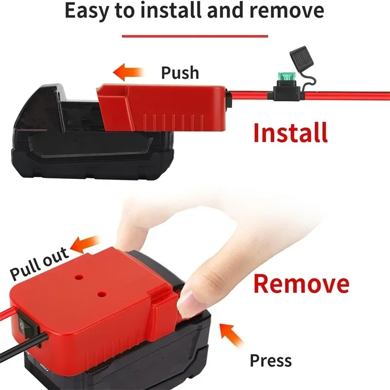 

Power Wheels Adapter Battery DIY Adapter for Milwaukee Li-ion 18V Battery with Switch Fuse For 48-11-1815 48-11-1850 48-11-1860