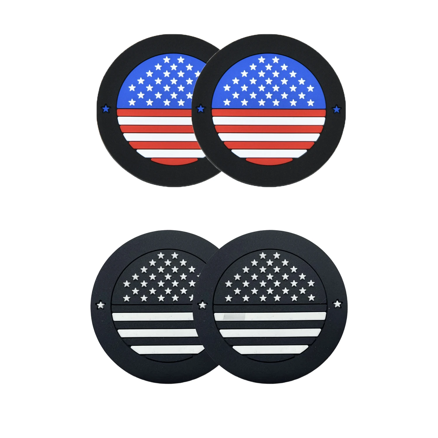 7cm Car Cup Holder with American Flag Pattern Non-slip Rubber Mat for Bottle Holder Coaster Auto Interior Accessories 2Pcs