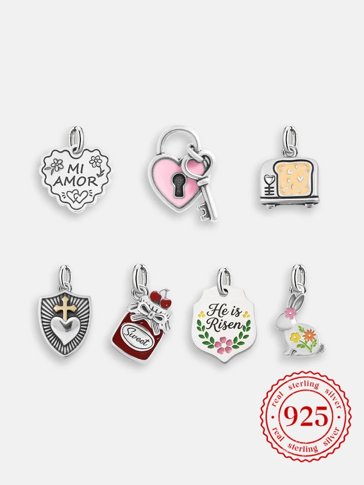 

925 Sterling Silver JamesAvery Vintage Pendants Bread Maker Cherry Jam Charms Beads Fit Original Bracelet Necklace DIY Jewelry