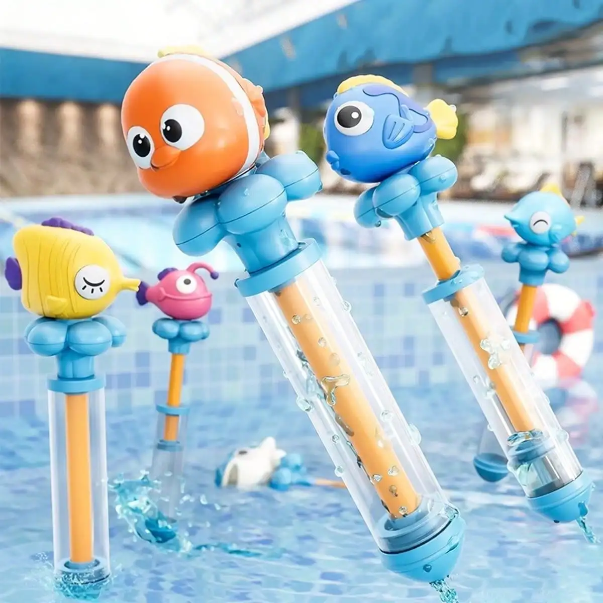 Water Gun Shooter Outdoor Summer Pulling Type Single-Tube Water Cannon Sprayer Bathroom Swimming Pool Beach Games Kid Toys Gifts