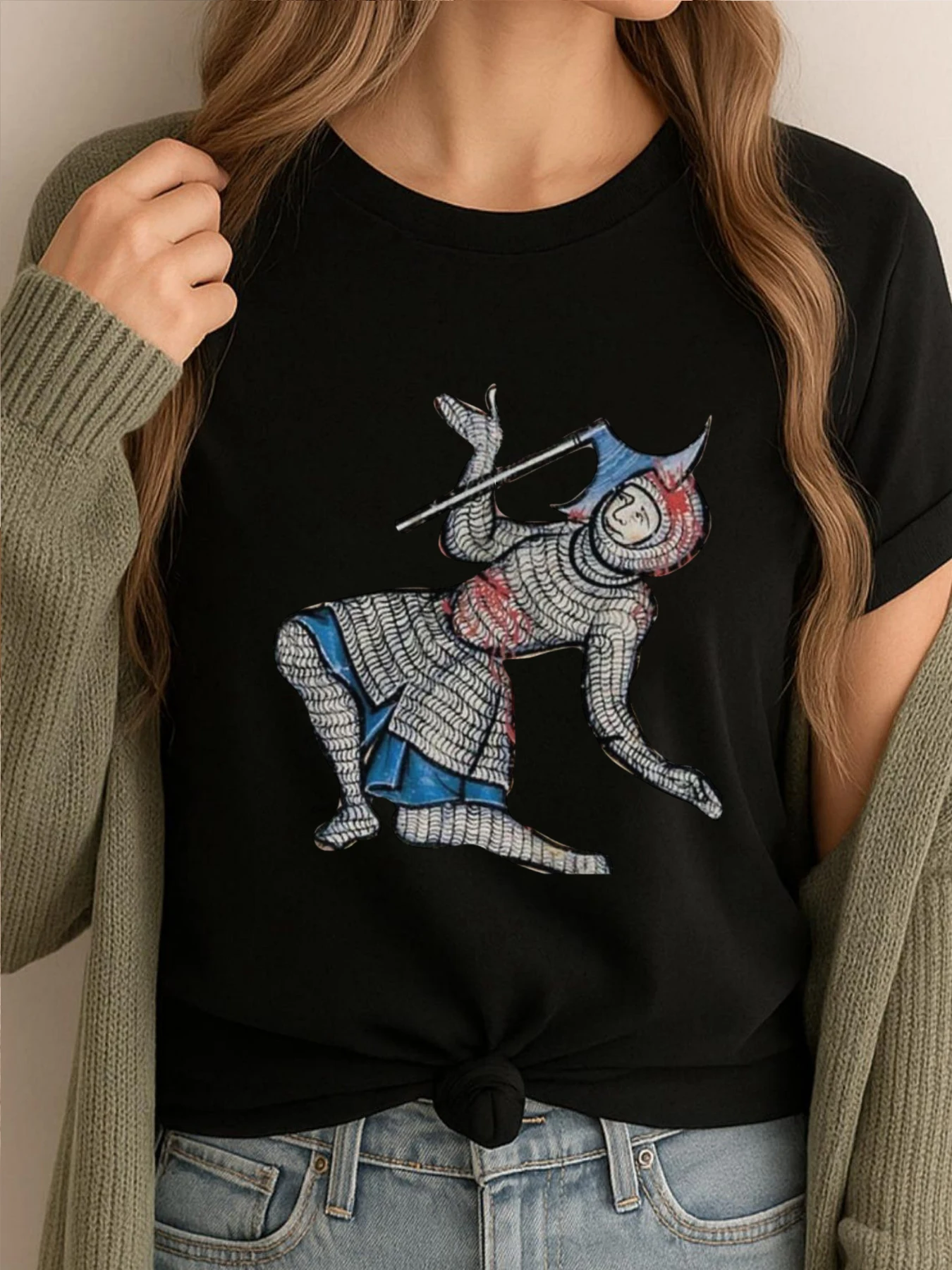 

Средневековый рыцарь-мем футболка с графическим рисунком мужская роскошная футболка мужские футболки высокого качества с принтом в стиле ретро