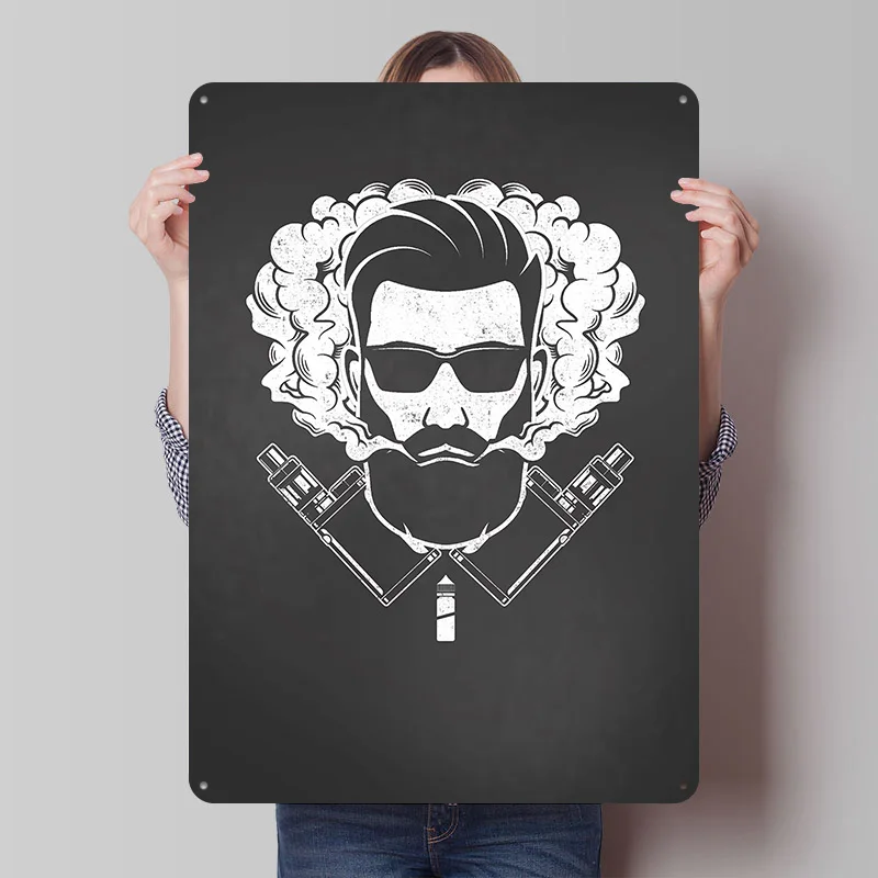 Bearded Vaper Tinplate Posters Customizable Wall Art Retro Vintage Metal Signs for Home Room Wand Deko Desk Decor Custom Plate