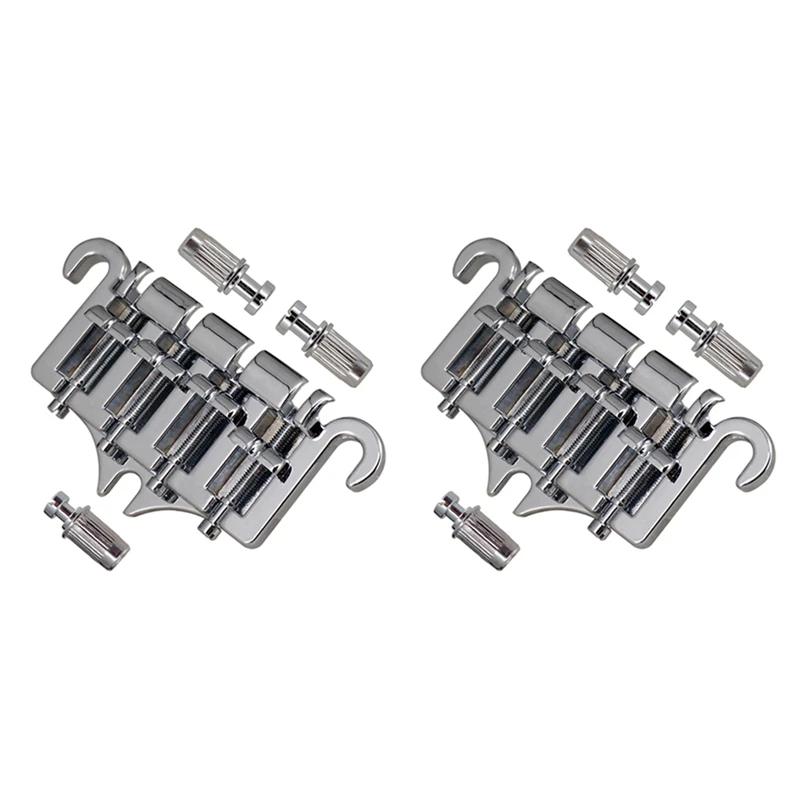 

2X 3 Point 4 String Bass Bridge Tailpiece Zinc Alloy Bridges With Saddle Replacement Parts For Gibson EPI Style Bass