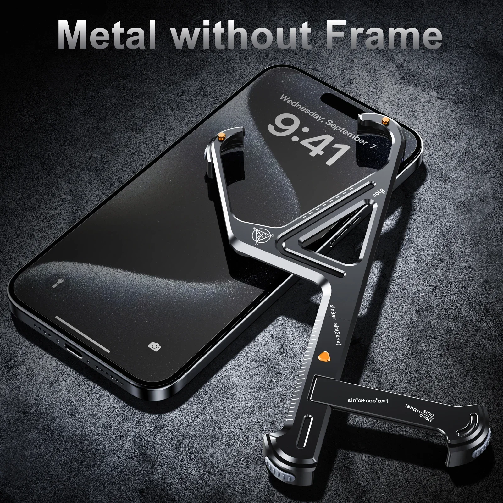 

Luxury Geometric Metal Phone Case for IPhone 13 14 15 Pro Max 15Plus Aluminum Alloy Stand Irregular Removable Shockproof Cover