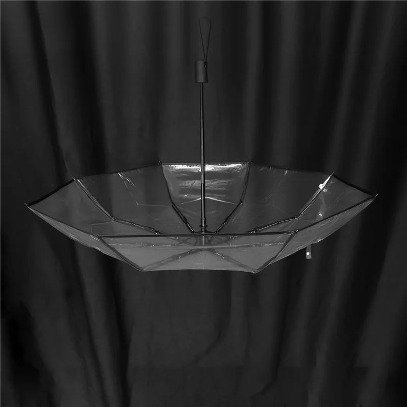 【Beliebt】 6-facher Regenschirm für Damen und Herren, Sonne, Regen, Auto, kompakt, faltbar, winddicht, transparenter Regenschirm, transparent + schwarzer Rand