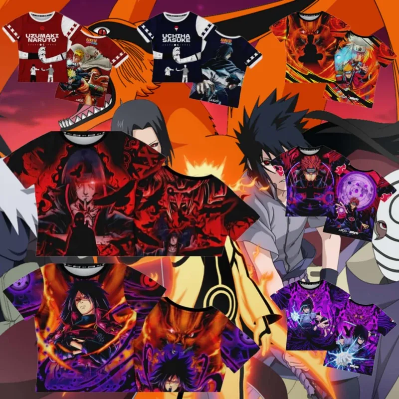 2026 New Naruto Character Collection Theme Print T-Shirt, Japanese Style Trendy Brand, Unisex Sporty Casual Short-Sleeve Top