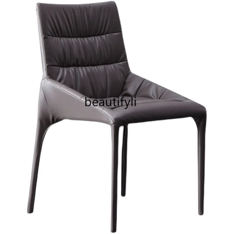 

Italian Minimalist Modern Minimalist Dining Chair with Backrest Covered Stool Restaurant Desk Chair Light Luxury Customization