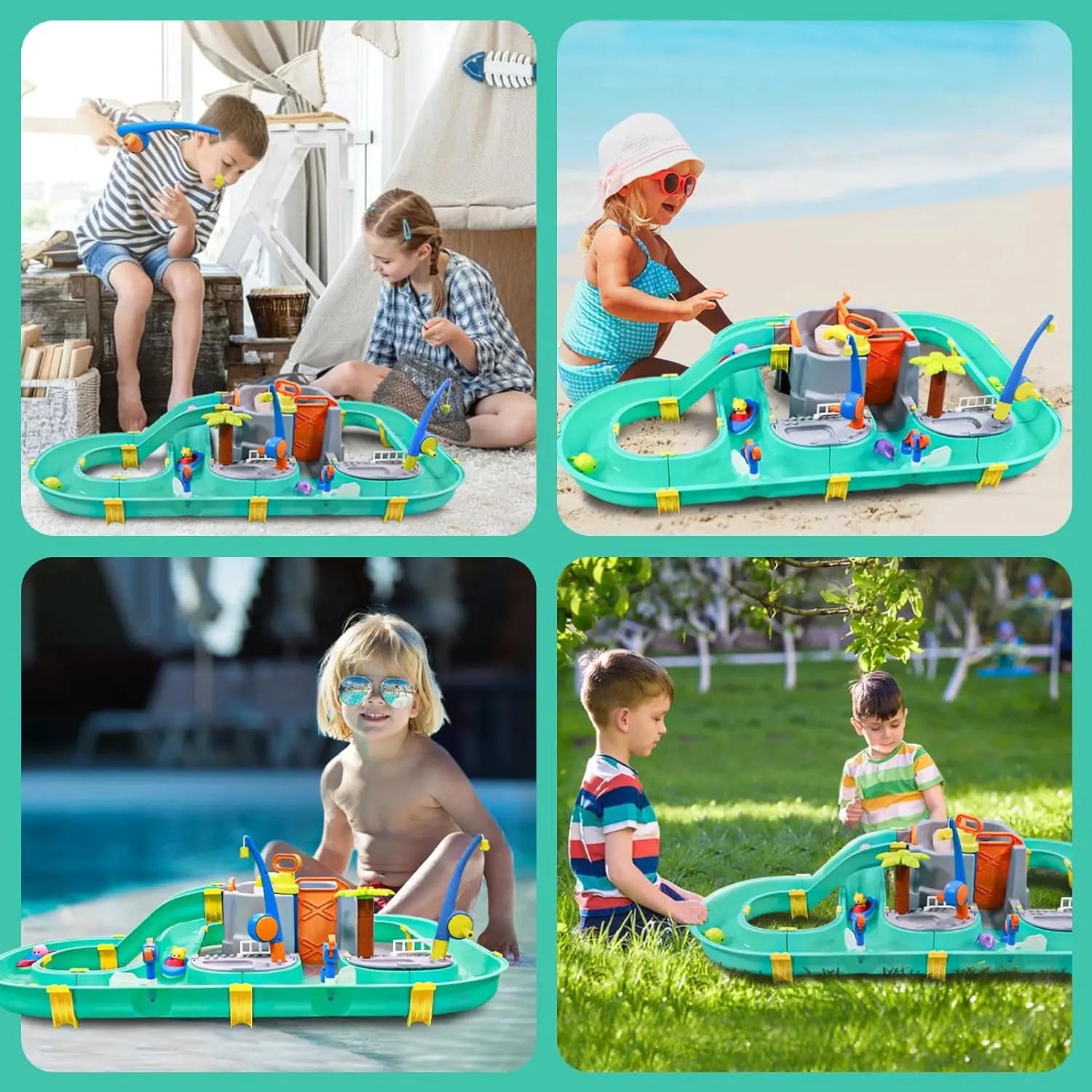 Water Table for Toddlers Water Park Toy on Floors, Table, Lawn, or Beach Water Outdoor Playset for Kids in Summer Indoor