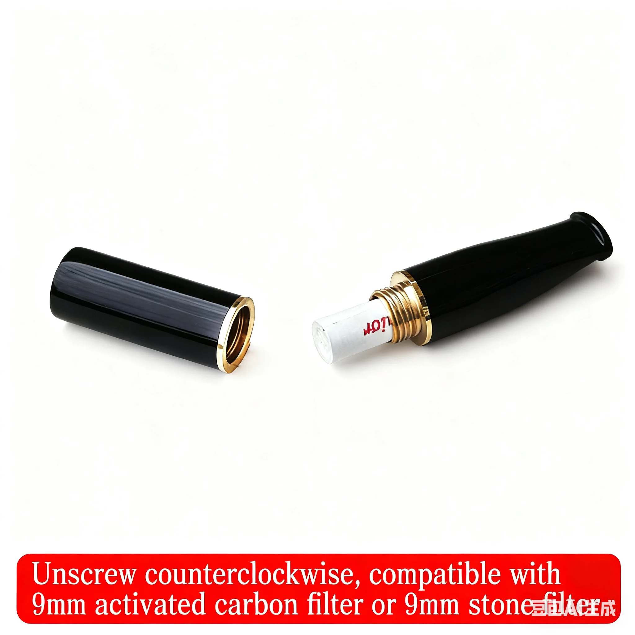 Black Mouthpiece Lip Natural Yak Horn Puff Cigarette Holder For 5.5mm 8mm Cigarette 9mm Activated Carbon Gravel Filter