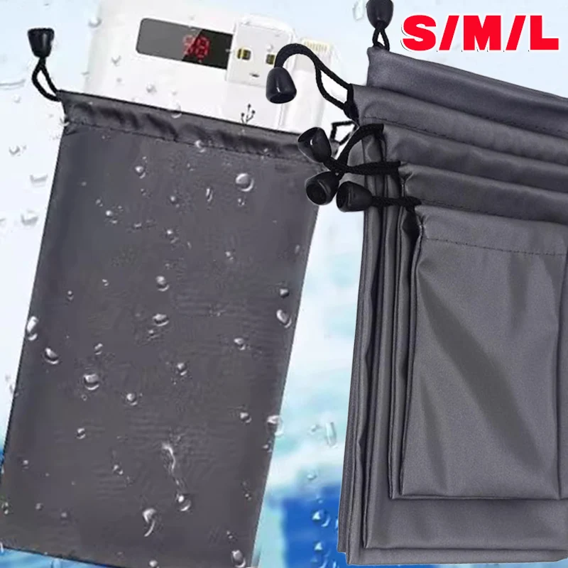 Bolsa impermeable con cordón para auriculares, bolsa para cables de datos, bolsas para polvo, moneda, auricular, bolsa de almacenamiento para teléfono móvil, Estuche de transporte, gafas y auriculares