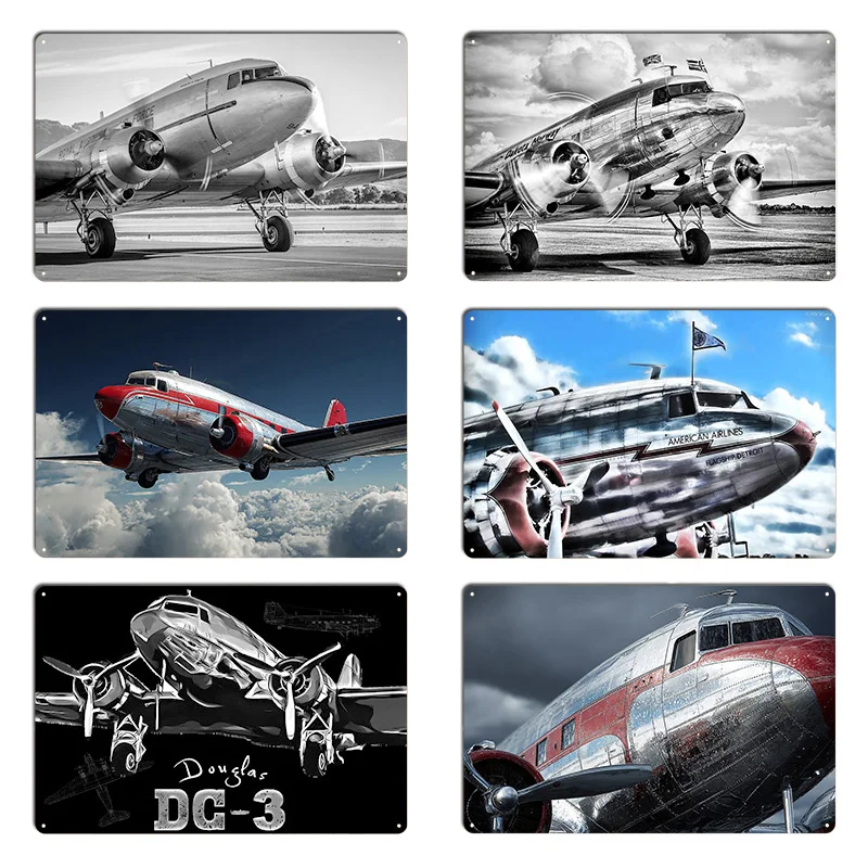 Antarctic Dc3 Plane Metal Plaque Poster Garage Club Douglas Dc-3 Vintage Plane Dakota Tin Sign Poster