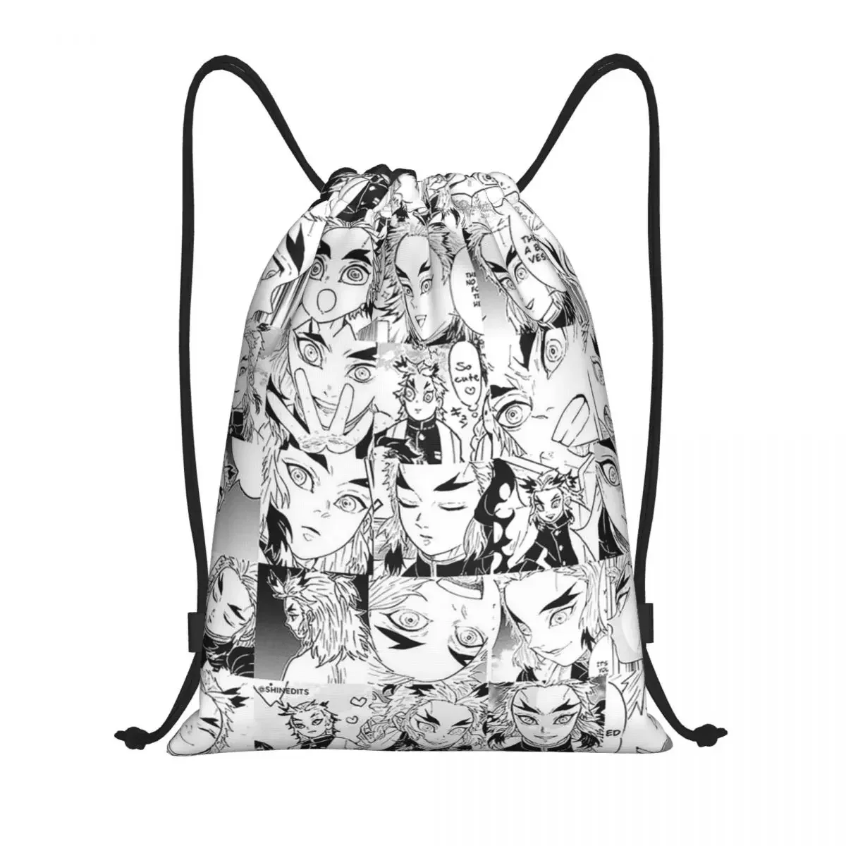 Demon Slayer Backpack Drawstring Football Bags Gym Bag Rengoku Aniki Collage String Sackpack for Hiking