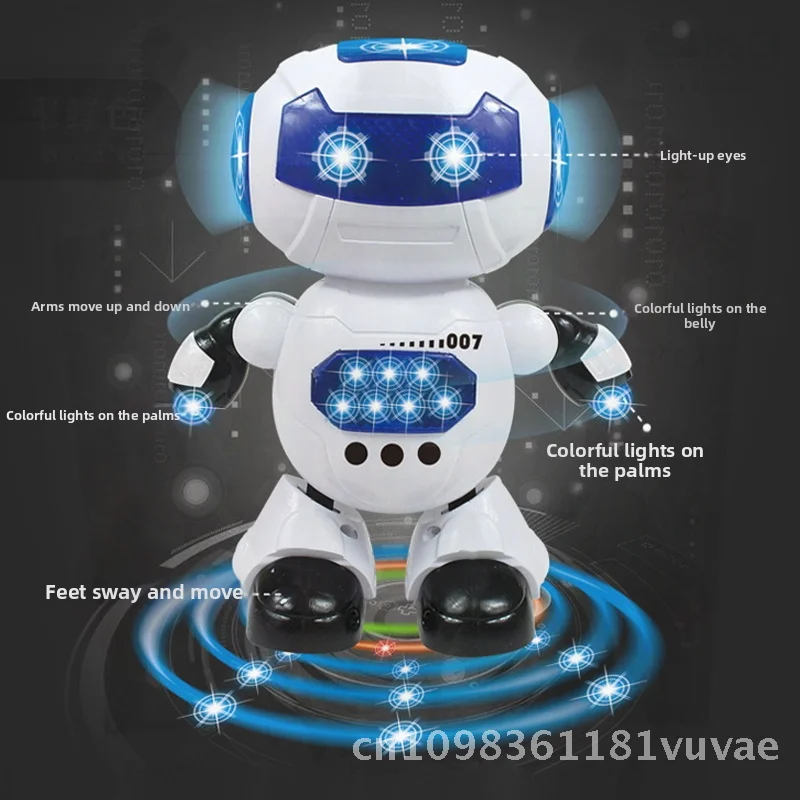 

Электрический интеллектуальный танцевальный робот-игрушка с вращающимися огнями и музыкой для детей, светящийся поющий танцевальный пластик для мальчиков и девочек