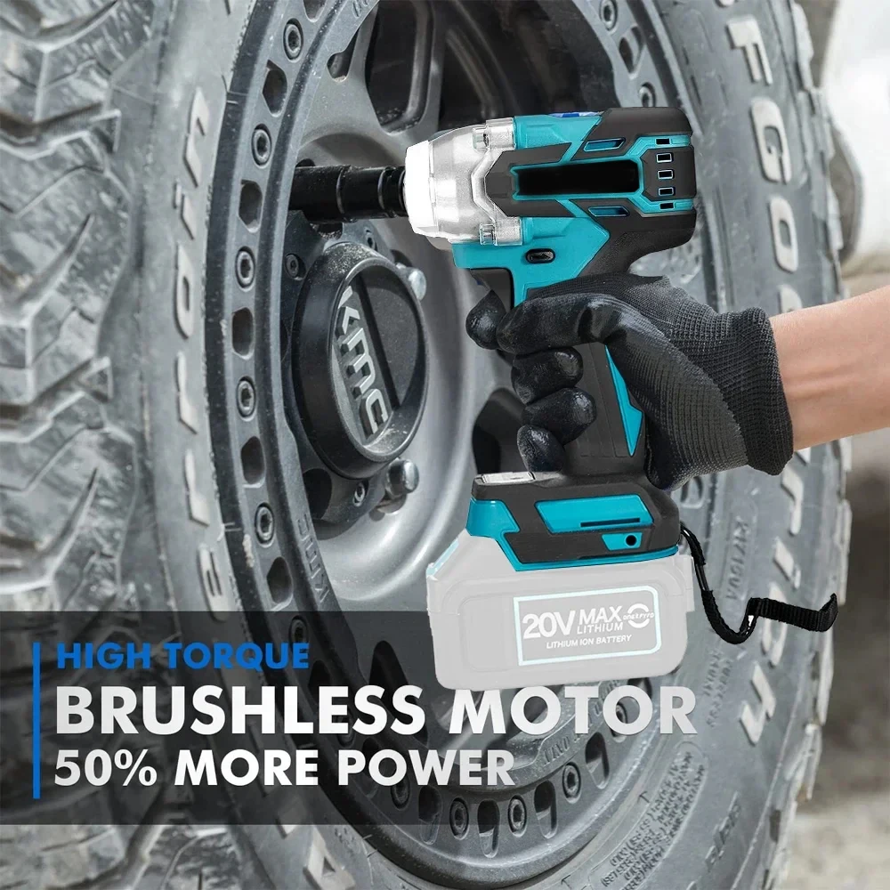 Imagem -06 - Ponbos-elétrica Brushless Impact Wrench Reparação Auto Chave de Fenda para Makita Baterias 18 v 2