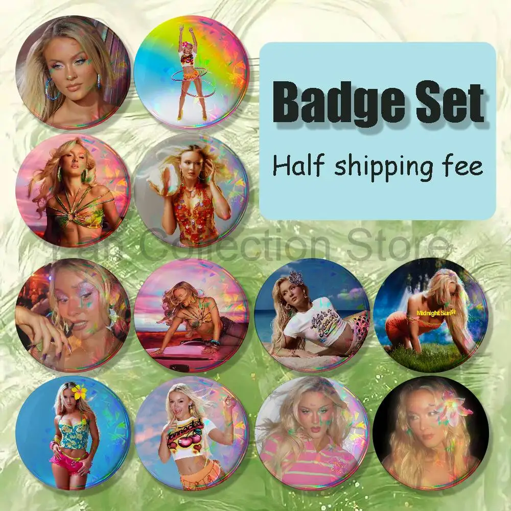 Z-Zara Larsson Midnight Sun Brooches for Backpack Accessories 25,32,44,58,75mm Round Enamel Pins 4-piece set Fan Merchandise