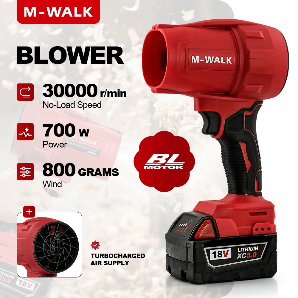 

M-WALK Electric Air Blower Brushless Turbo Jet Fan Duster Handheld Dust Blowing Power Tools For Milwaukee 18V Battery Pin