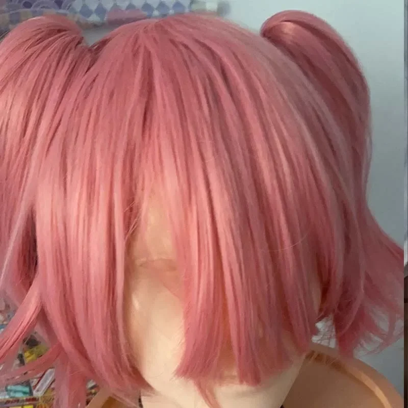 Kaname Madoka Cosplay Wig Pink Ponytail Wigs with Bangs Cute Lolita Pigtails Wig for Women Girls Comic Con Props Hair+Wig Cap image 4
