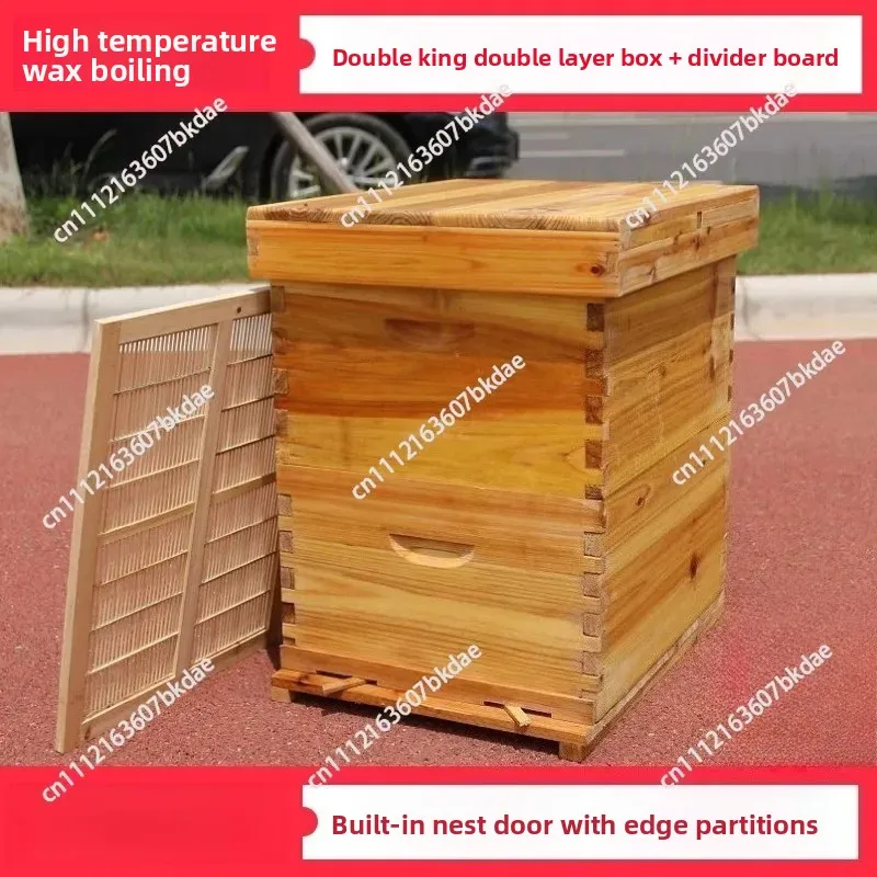 Double-Layer Boiled Wax Ten-Frame Beehive Full Set, Complete Beekeeping Accessory Kit With Super Follow Box For Apiary Breeding