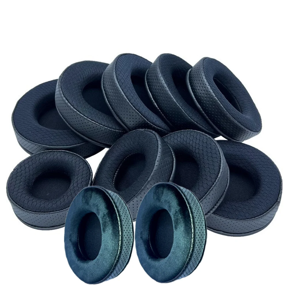 1 Pair Perforated + Mesh Fabric Round Ear Pads Cover 70MM 80MM 90MM 100MM 105MM 110MM Earpads  Fits Many Headphones Velvet