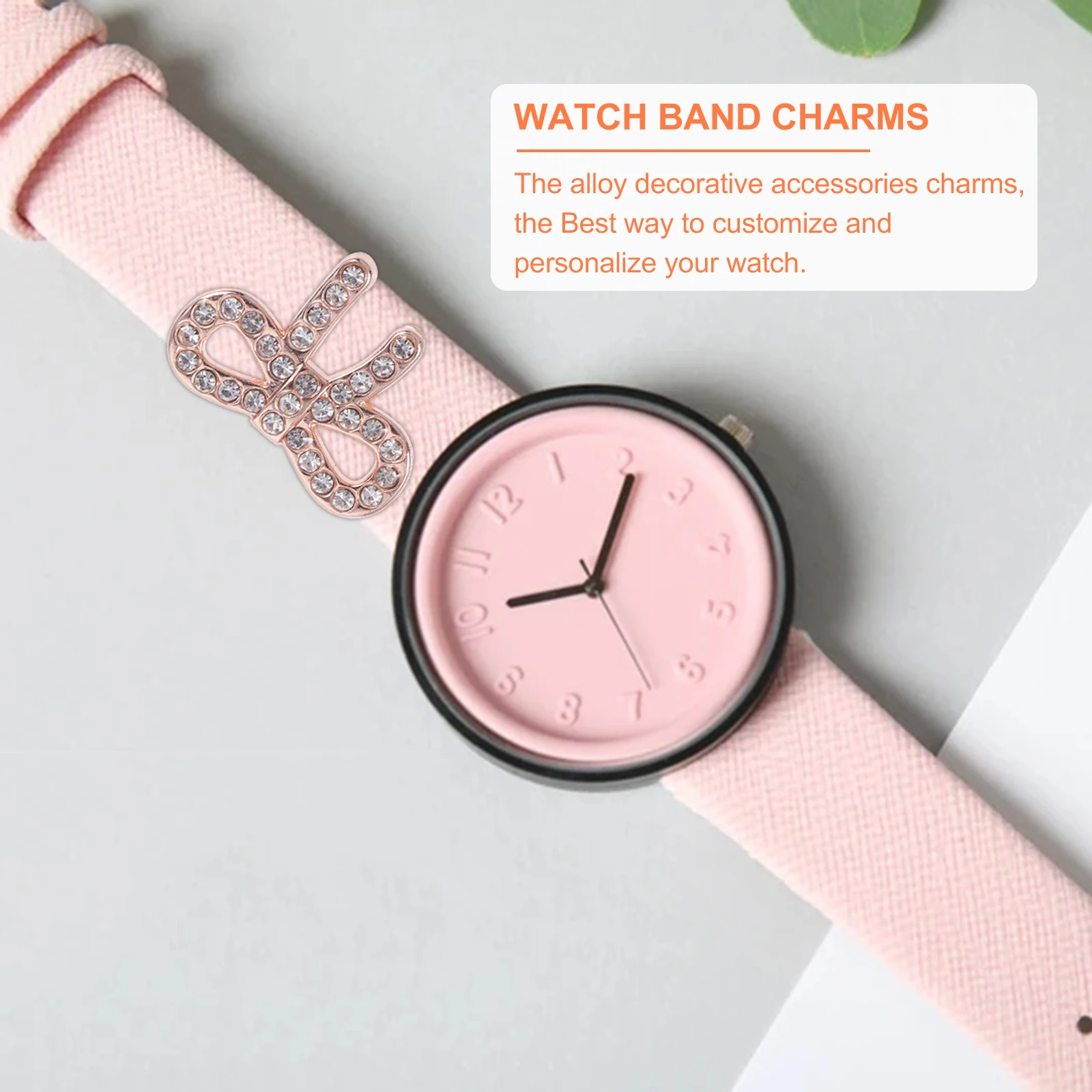 

5pcs Bow Accessories Watchband Pink Charms Decorative Strap Ring Bowknot Rings Fashionable Decorations Embedded Buckle Secure