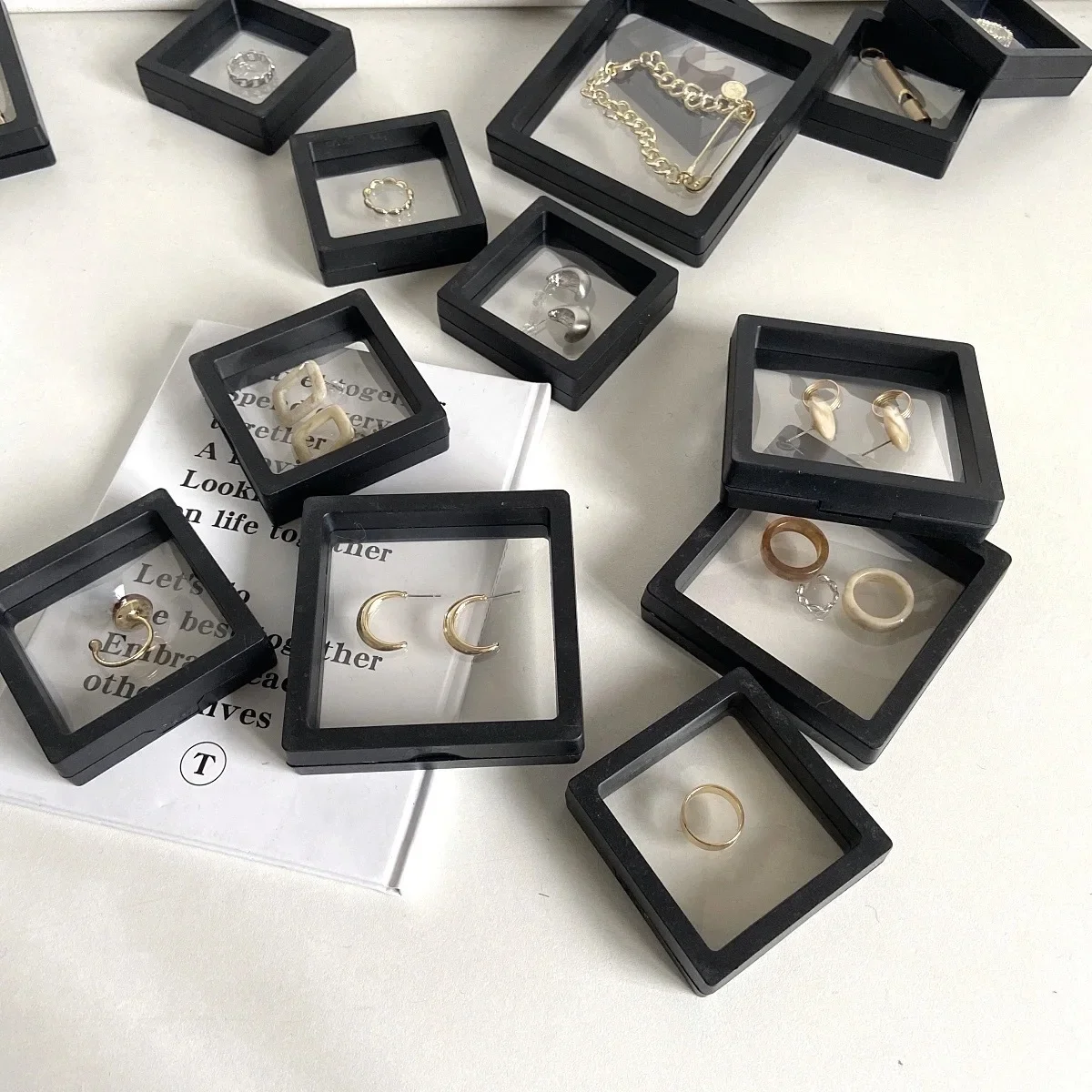 

L/M/S Simple Film Suspension Box Transparent PE Film Jewelry Box Ins Style Earrings Necklace Storage Packaging Storage Container