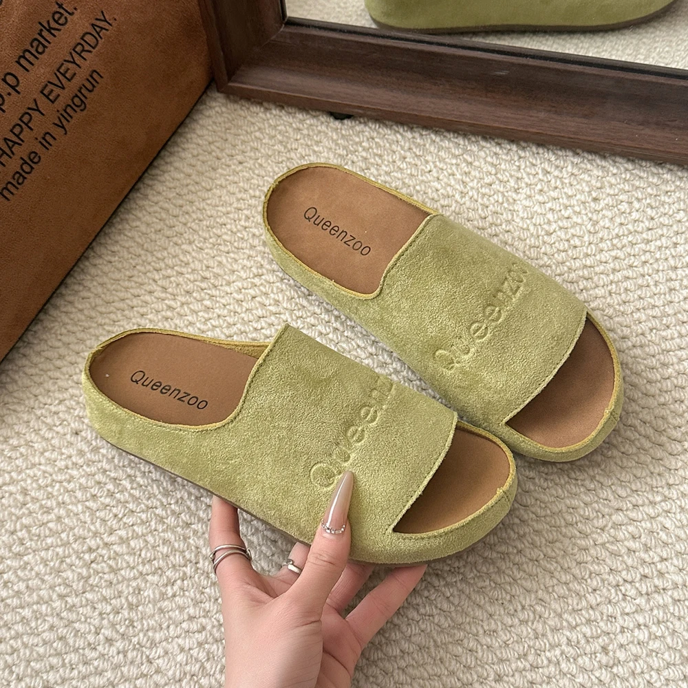 New Women's Slippers Closed Toe Round Toe Suede Clogs Sandals Autumn New Retro Solid Color Flat Bottom Women's Slingback Shoes
